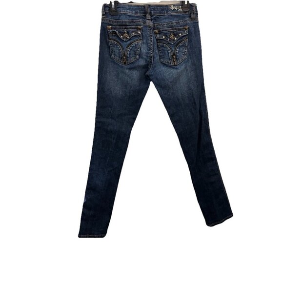 Request Jeans Embellishe Pockets Skinny Low Rise Dark Wash Denim Jean Size 11/30 - Picture 2 of 10